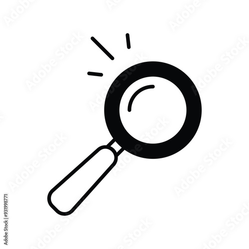 loupe glyph icon with white background vector stock illustration