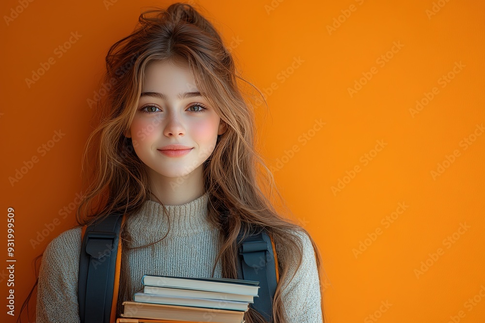 education and school concept - smiling little student girl with many books at school education and school concept - smiling little student girl with many books at school
