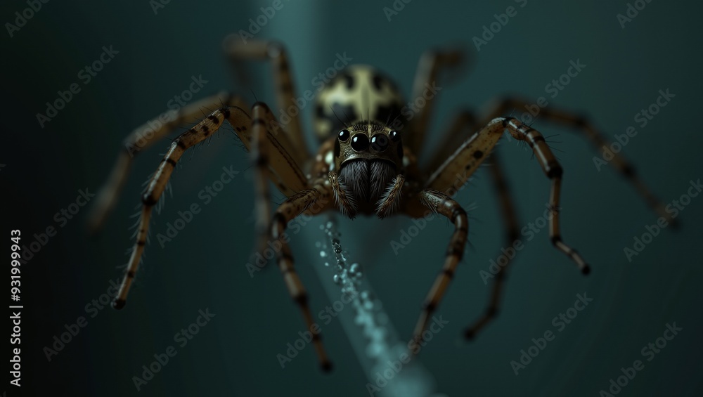 Close-up of a Spider on the Web facing camera. Macro shot. Close-up of a Spider on the Web facing camera. Macro shot.