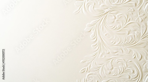 White background with embossed floral design.