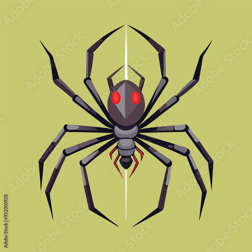 A spider with thin legs spread out symmetrically Vector Illustration

