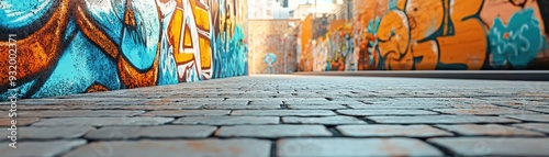 Energetic 3d illustration of a skate park with graffiti art, showcasing dynamic skateboarding action and urban culture