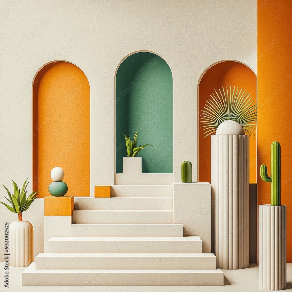 Contemporary urban art gallery with eye-catching abstract paintings and minimalistic 3d illustrations Contemporary urban art gallery with eye-catching abstract paintings and minimalistic 3d illustrations