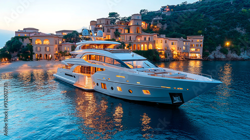 Beautiful expensive yacht moored to the pier photo