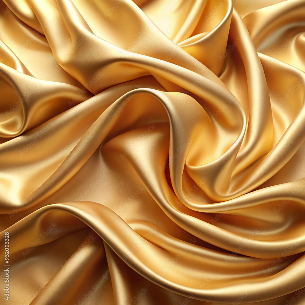 Fototapeta premium Background in the form of gold silk or satin luxury fabric. Silk fabric texture with waves.