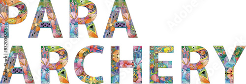 Words Para Archery. Vector zentangle object for decoration