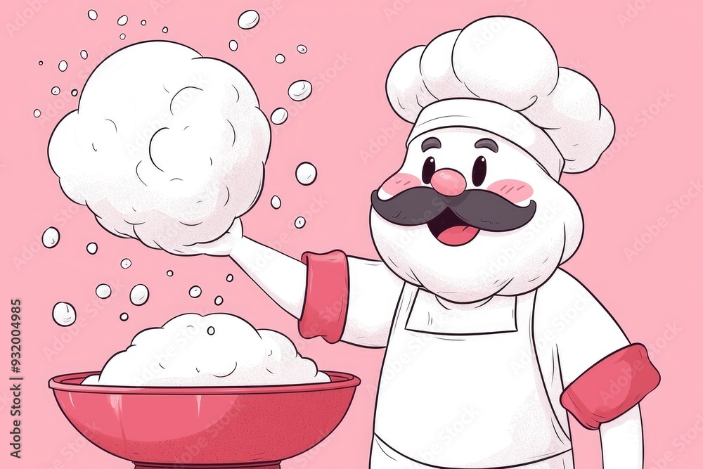 Cartoon Chef Holding a Giant Dough Ball Cartoon Chef Holding a Giant Dough Ball