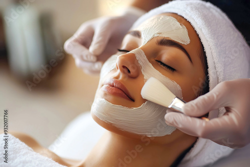 Skincare Treatment with Facial Mask in Wellness Spa