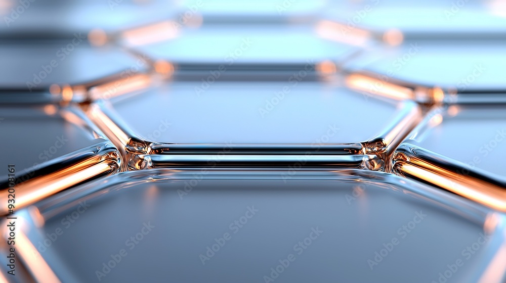 Metallic hexagons reflected on each side Metallic hexagons reflected on each side