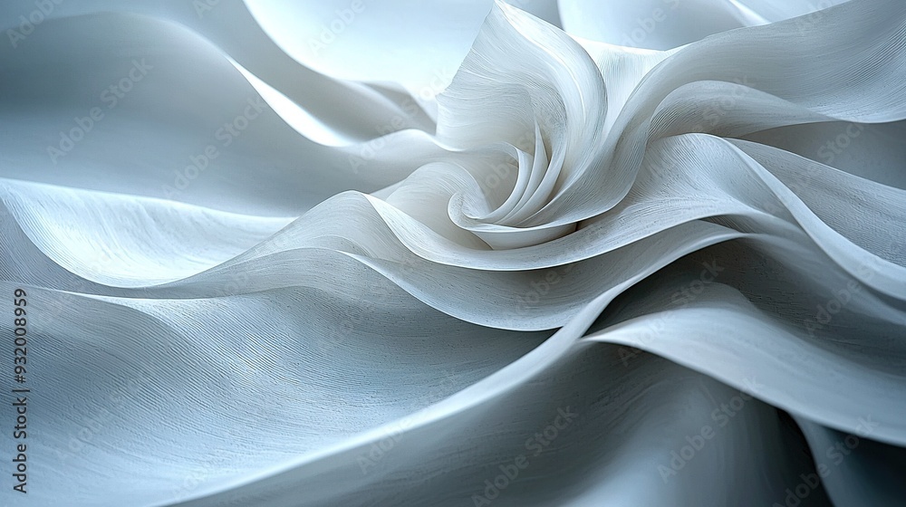 A white fabric features a wavy design at its base A white fabric features a wavy design at its base