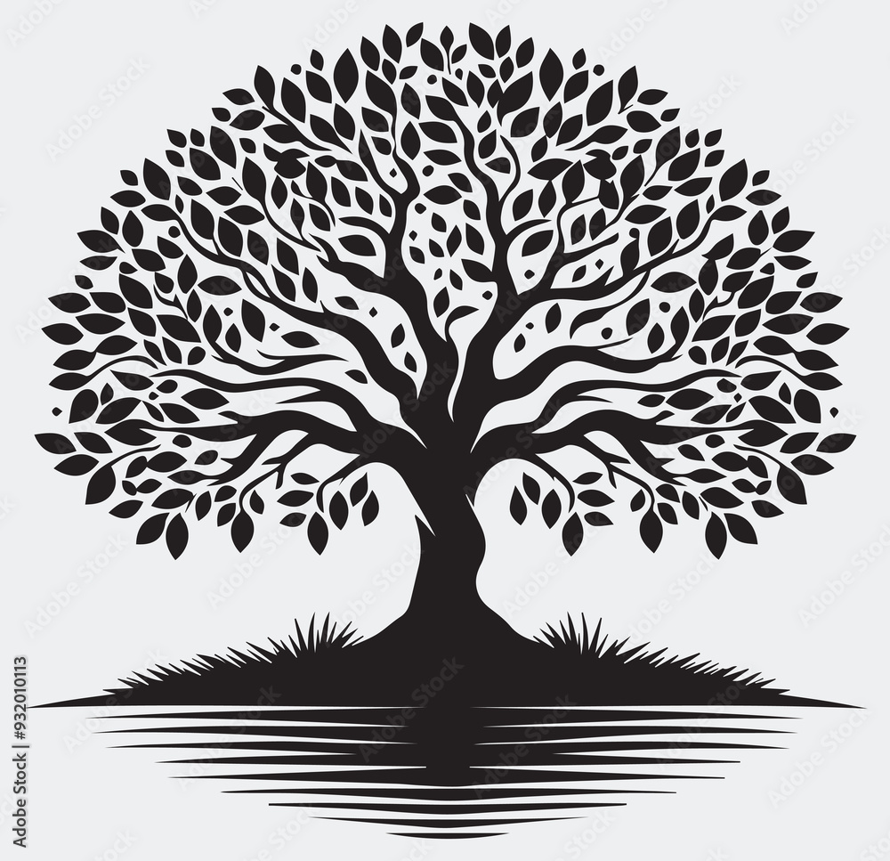 Obraz premium a minimalist vector logo featuring the outline of a single tree.