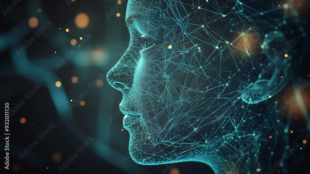 Digital Portrait of a Woman in a Network of Lines Digital Portrait of a Woman in a Network of Lines