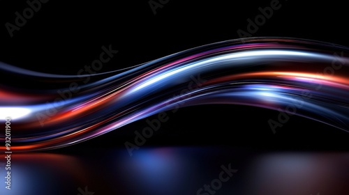  A bicolored image featuring a red, blue, and white wave on the left side against a black backdrop, with a red and blue wave overlapping the left side