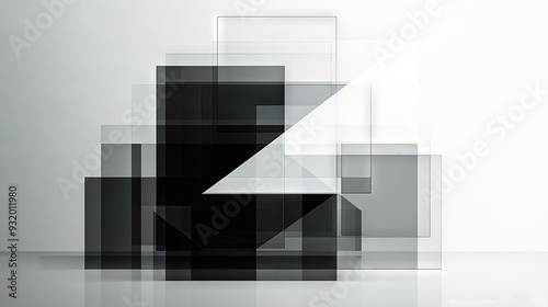  A monochromatic image of a square surrounded by two rectangles