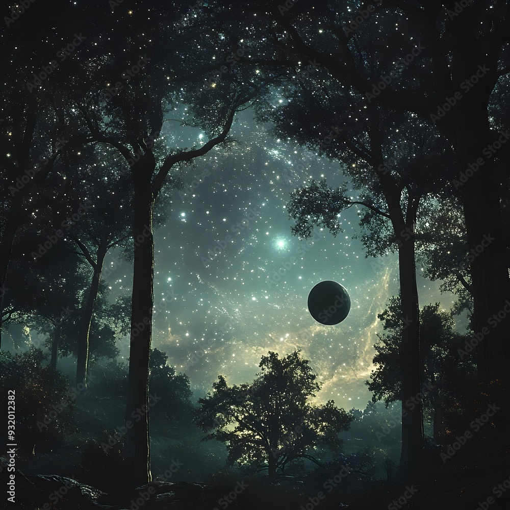 Ethereal Moonlit Forest Glade Offering Breathtaking Celestial Vista Ethereal Moonlit Forest Glade Offering Breathtaking Celestial Vista