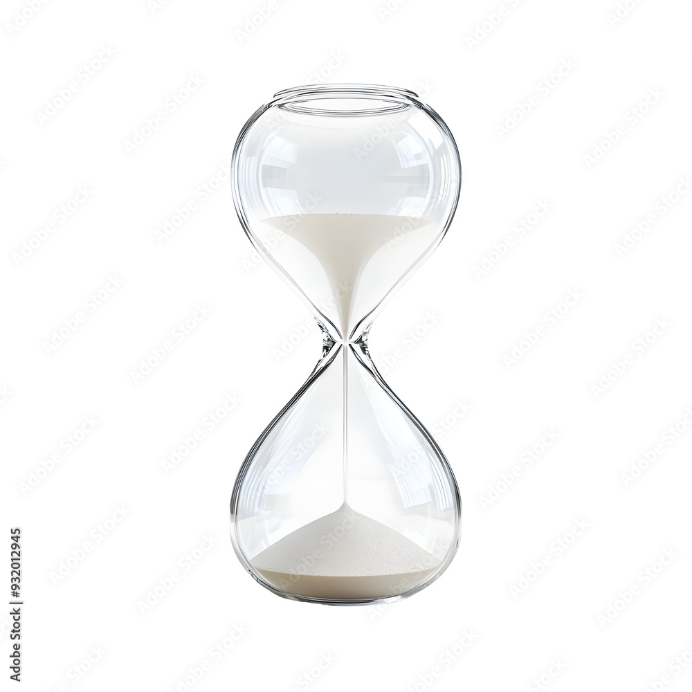 Photography of a Shimmering Glass Hourglass on Plain White background transparent png Photography of a Shimmering Glass Hourglass on Plain White background transparent png