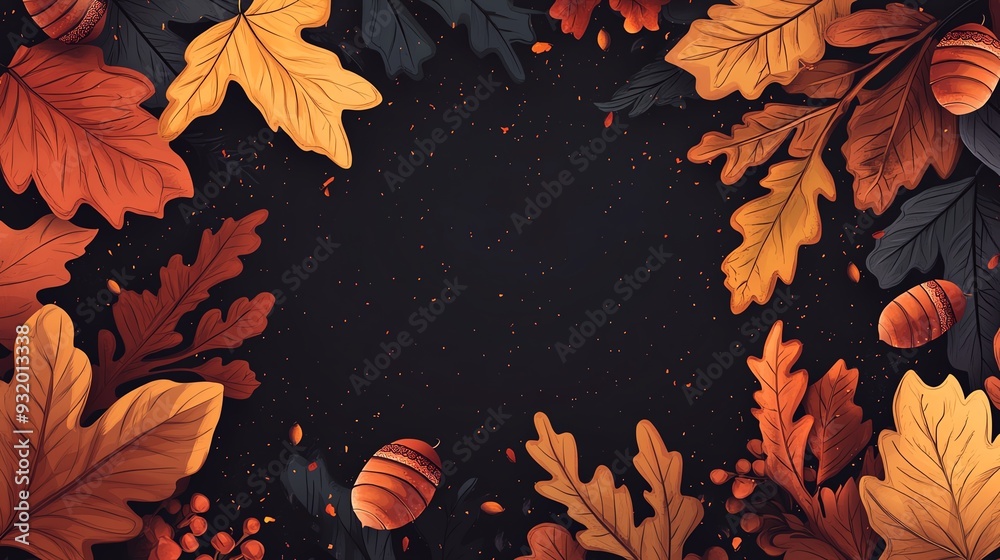 Elegant autumn leaves create a beautiful frame against a dark background, perfect for seasonal designs and fall marketing. Elegant autumn leaves create a beautiful frame against a dark background, perfect for seasonal designs and fall marketing.