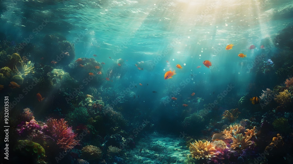 Ethereal Underwater Dreamscape of Vibrant Coral Reef and Iridescent Fish Ethereal Underwater Dreamscape of Vibrant Coral Reef and Iridescent Fish