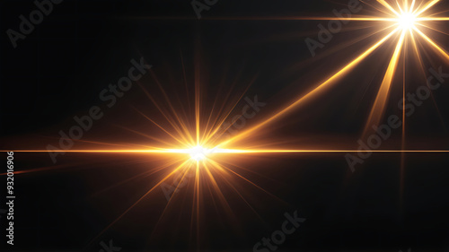 Flare light, effects sunlight, lens flare, light leaks, warm sun rays light effects, overlays or golden flare isolated on black background. effect, sunlight, ray, glow, bright, shine, sun. ai