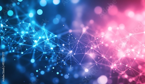 Abstract Network Connections Background with Vibrant Blue and Pink Nodes