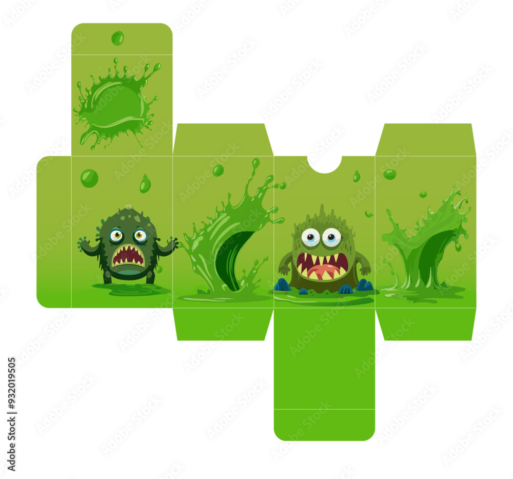 DIY Halloween Swamp Thing monsters box to assemble with fun and funny scary swamp monster illustration in vector . See more on our profile
