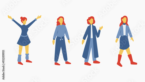 Girl with cute and stylish dress walking to the side with full confidence in the middle of winter, design resource for posters and banners