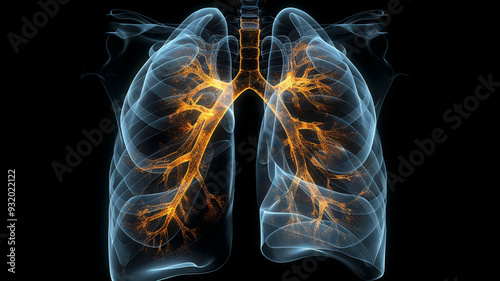 Human lungs on X-ray close-up