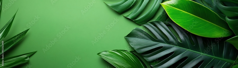 Green leaves on a green background, perfect for nature and eco-friendly designs. Green leaves on a green background, perfect for nature and eco-friendly designs.