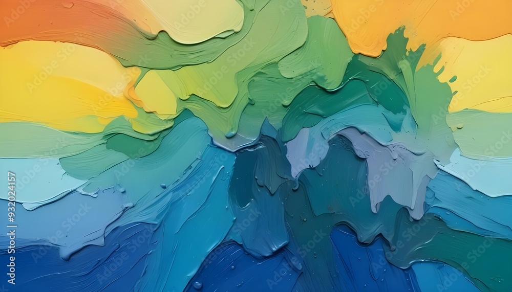 Obraz premium Vibrant Oil Paint Texture with Dynamic Brushstrokes and Colorful Palette