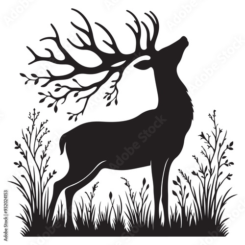 silhouette of deer photo