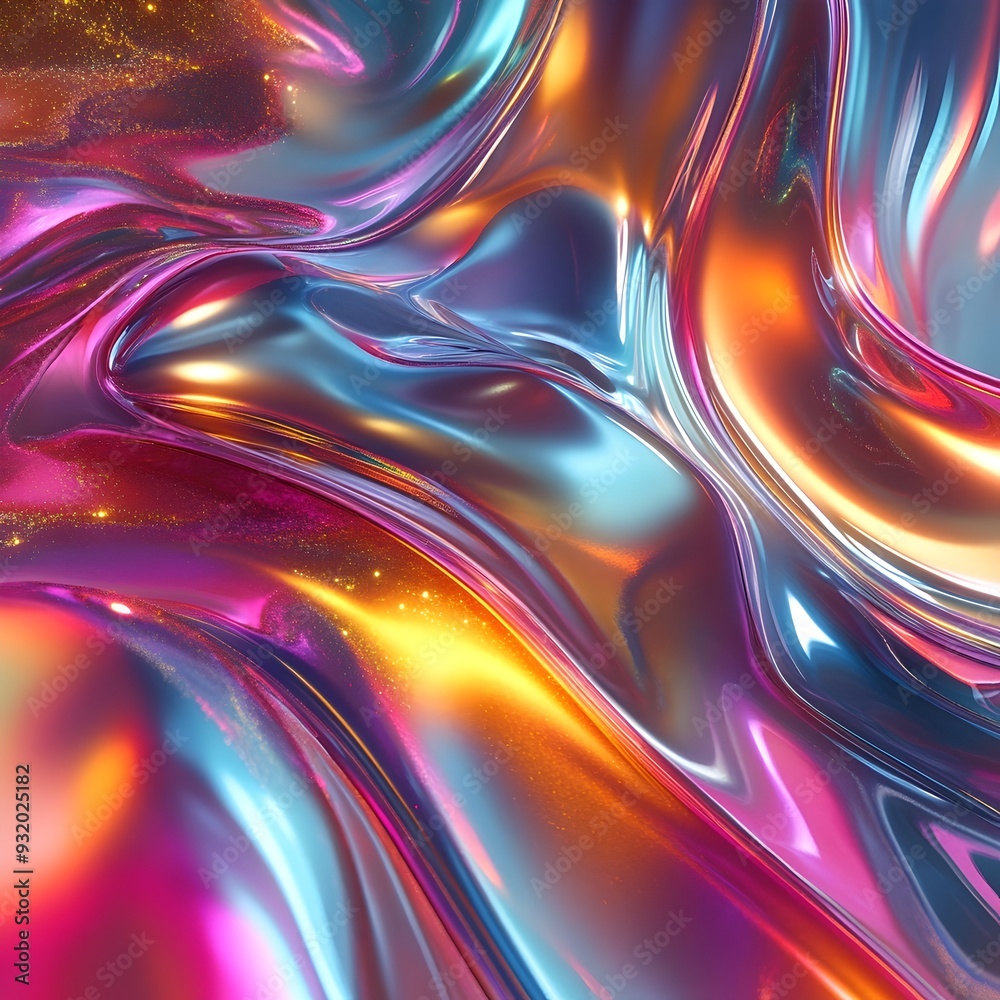 Fototapeta premium Prismatic Gradient Landscape Mesmerizing Color Shifts and Organic Flowing Forms in a Surreal Digital Realm