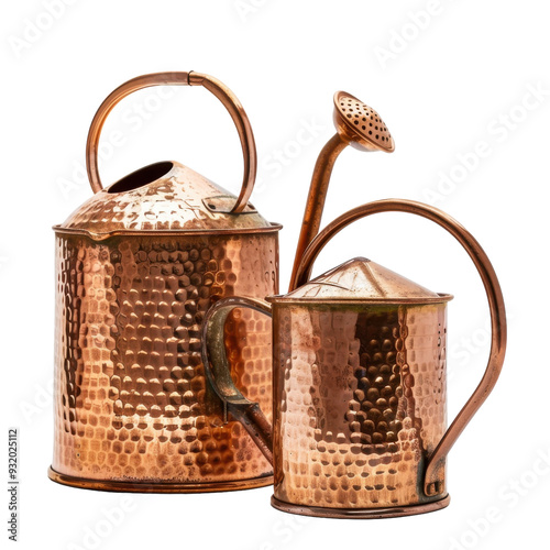 Beautifully Crafted Copper Watering Cans Isolated On Transparent Background