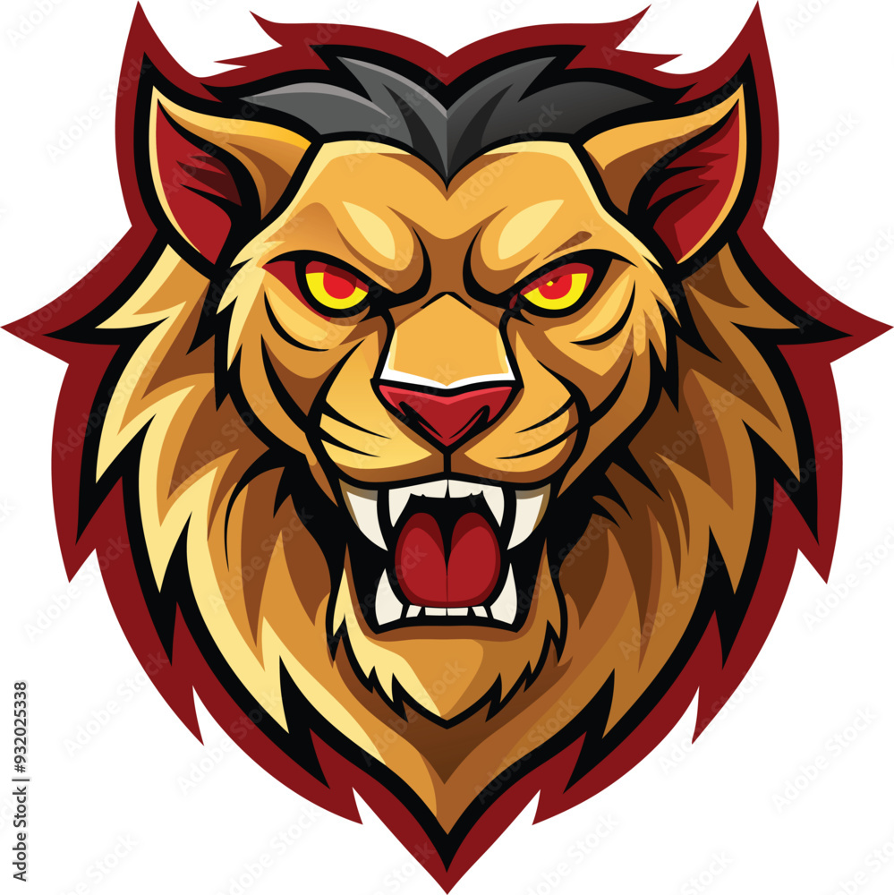 Obraz premium An Angry Lion Head Vector Illustration