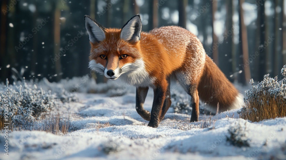 Red Fox in a Snowy Forest Red Fox in a Snowy Forest
