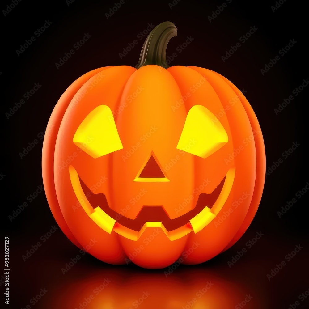 Illuminated Jack-o'-Lantern with Spooky Smile Illuminated Jack-o'-Lantern with Spooky Smile