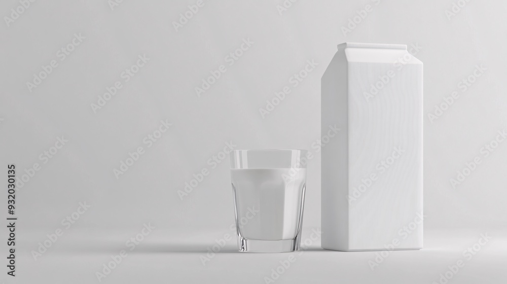 A simple, clean scene featuring a carton of milk with a glass of milk beside it, set on a white background. The milk is shown with a smooth, creamy texture, and the carton is prominently displayed. A simple, clean scene featuring a carton of milk with a glass of milk beside it, set on a white background. The milk is shown with a smooth, creamy texture, and the carton is prominently displayed.