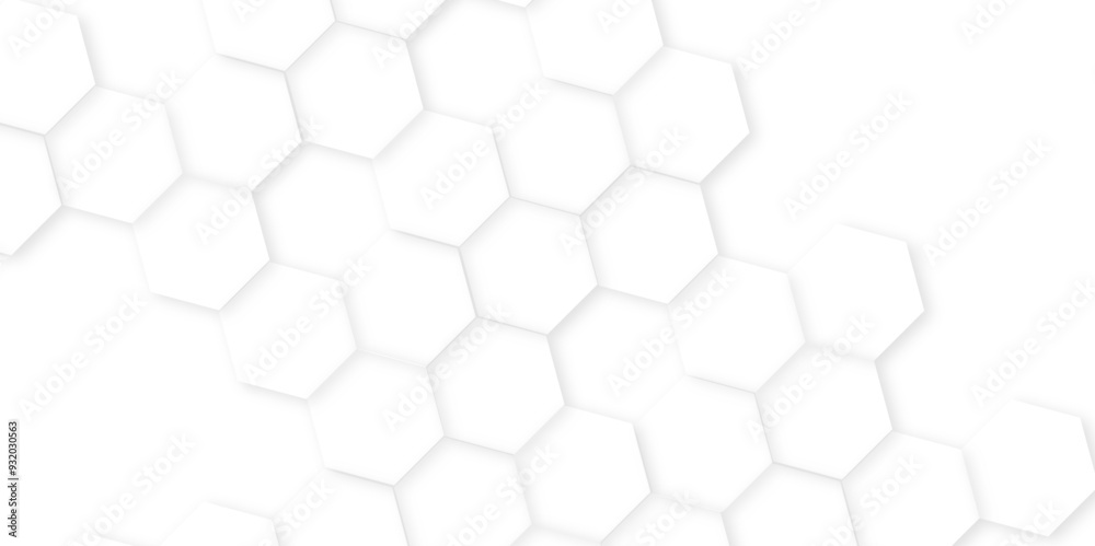 Abstract background with hexagon, modern abstract vector polygonal pattern. Futuristic honeycomb mosaic white background,white and gray hexagon honeycomb geometric copy space.