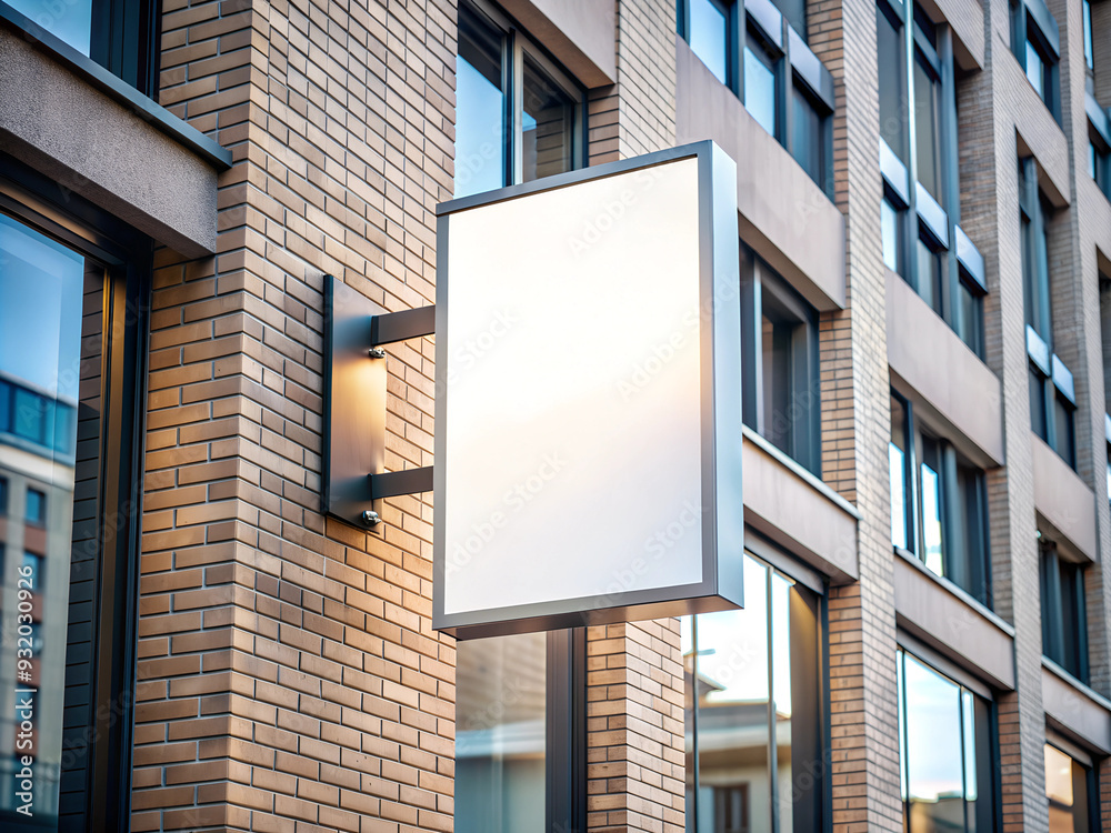 Signboard poster mockup on a facade of the building, blank space to display your advertising or branding campaign Signboard poster mockup on a facade of the building, blank space to display your advertising or branding campaign