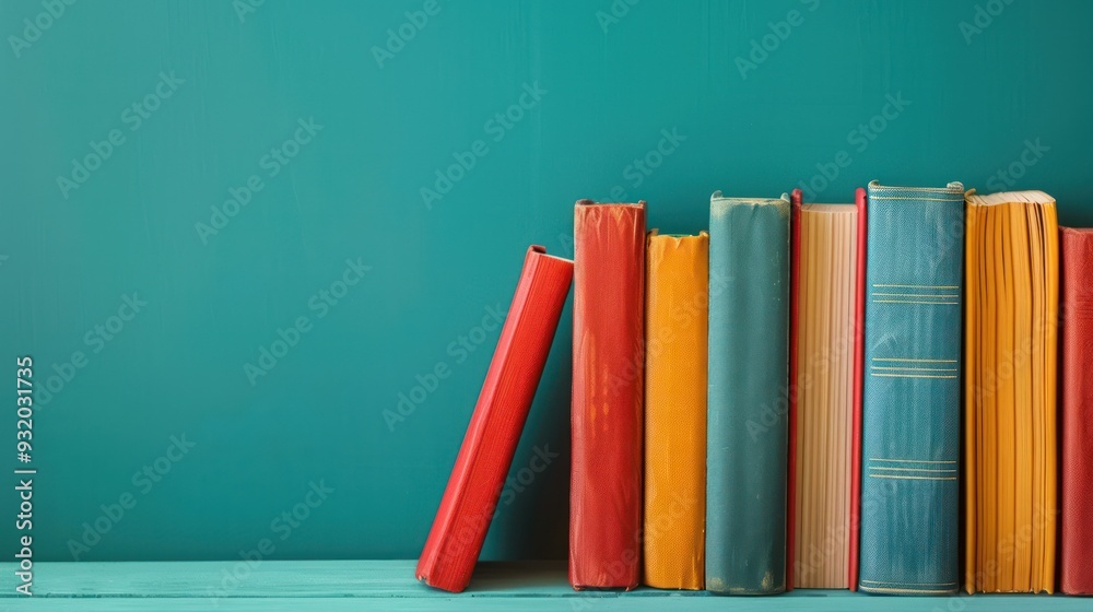 Naklejka premium Colorful Books on a Shelf