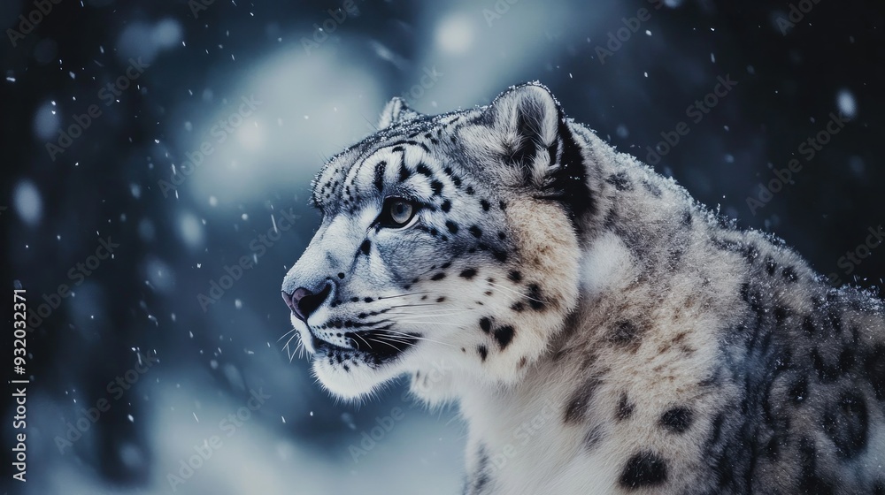 Obraz premium Snow Leopard in Winter Wonderland