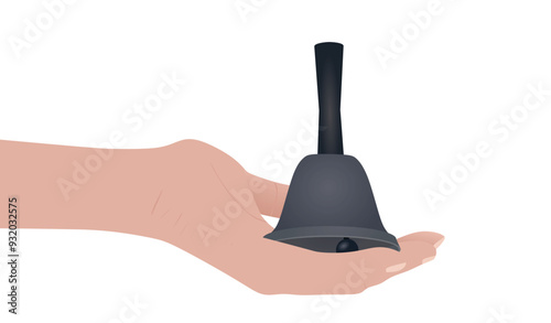 Hand hold bell. vector illustration