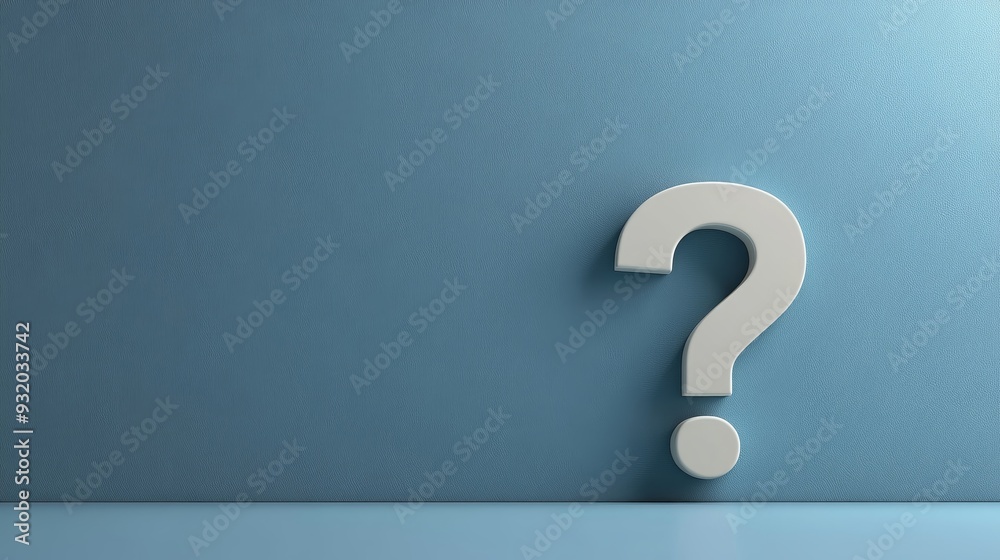 A minimalist image featuring a large question mark against a blue wall, symbolizing inquiry and curiosity. A minimalist image featuring a large question mark against a blue wall, symbolizing inquiry and curiosity.
