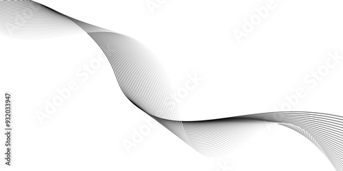 Abstract wave blend lines on transparent background,Undulate Grey Wave Swirl, frequency sound wave, Isolated on white background. Vector illustration.