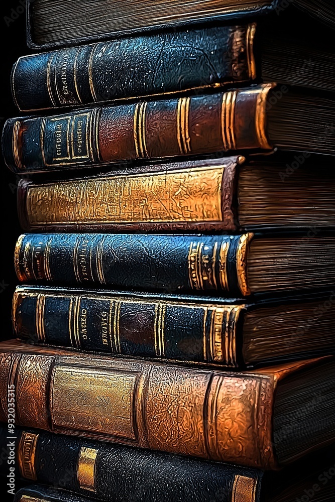 Stack of old books in the library. Conceptual background on history, education topics. Generative Ai Stack of old books in the library. Conceptual background on history, education topics. Generative Ai