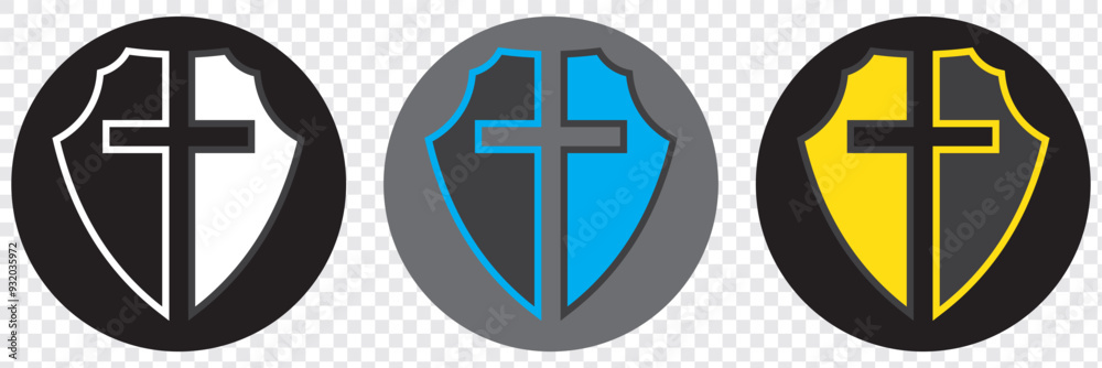 Obraz premium shield with cross icon. Immunity protection, shield with cross icon, logo on white background. EPS 10.