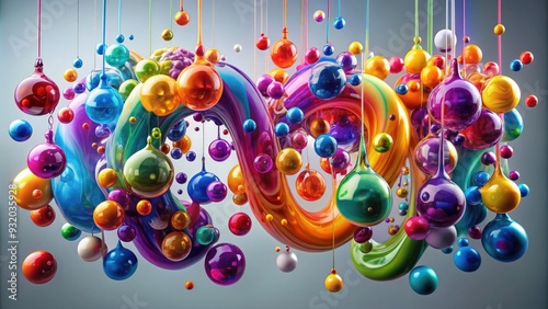 Wallpaper Mural Colorful liquid droplets suspended in mid-air, forming a creative typography, with bold fonts and vibrant hues, adding a playful touch to any design or advertisement. Torontodigital.ca