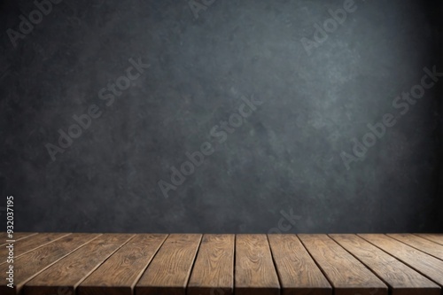 Wooden board empty table in front of blurred background