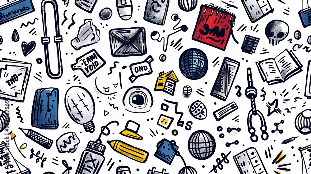A seamless doodle pattern featuring recess essentials like swings, slides, jump ropes, and hopscotch patterns, scattered in a dynamic and fun arrangement with playground balls and seesaws, A seamless doodle pattern featuring recess essentials like swings, slides, jump ropes, and hopscotch patterns, scattered in a dynamic and fun arrangement with playground balls and seesaws,