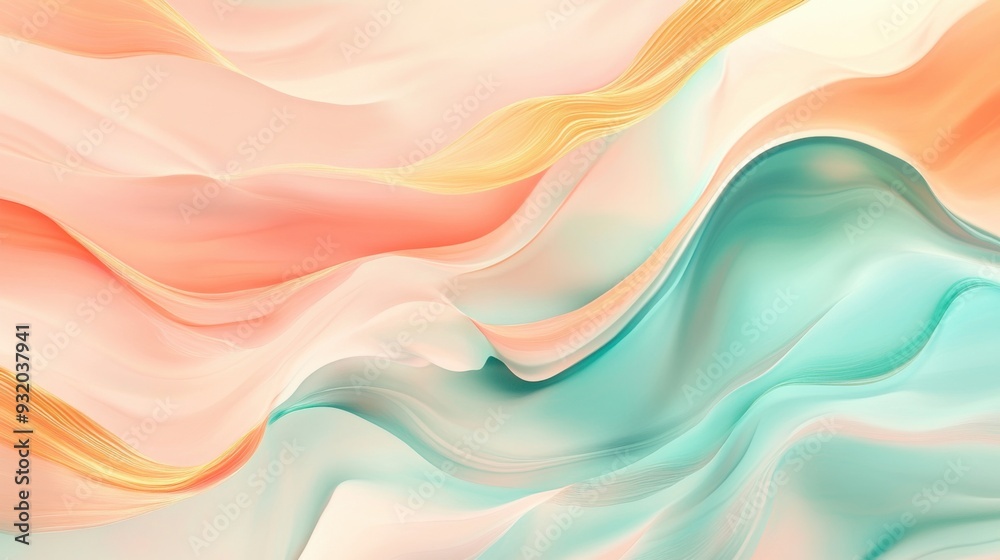Abstract gradient background featuring undulating waves on a soft peach-colored canvas Abstract gradient background featuring undulating waves on a soft peach-colored canvas
