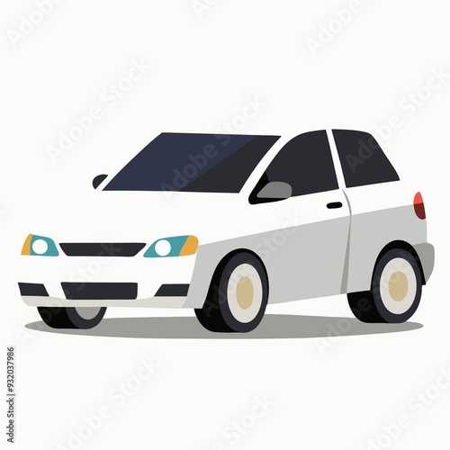 A Sleek White Hatchback Car Isolated on a Clean White Background for Various Marketing and Design Applications